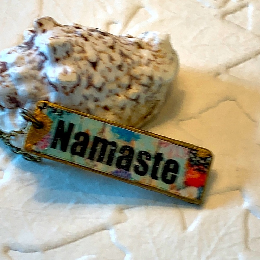 #111 NAMASTE BOHO TAG BRASS NECKLACE